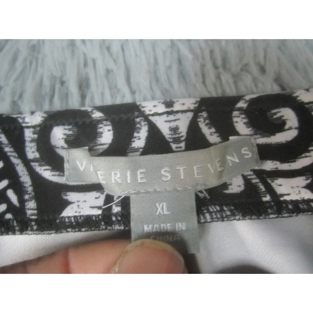 Womens Valerie Stevens XL Black White Patterned Mini Pencil Skirt Ornate Baroque